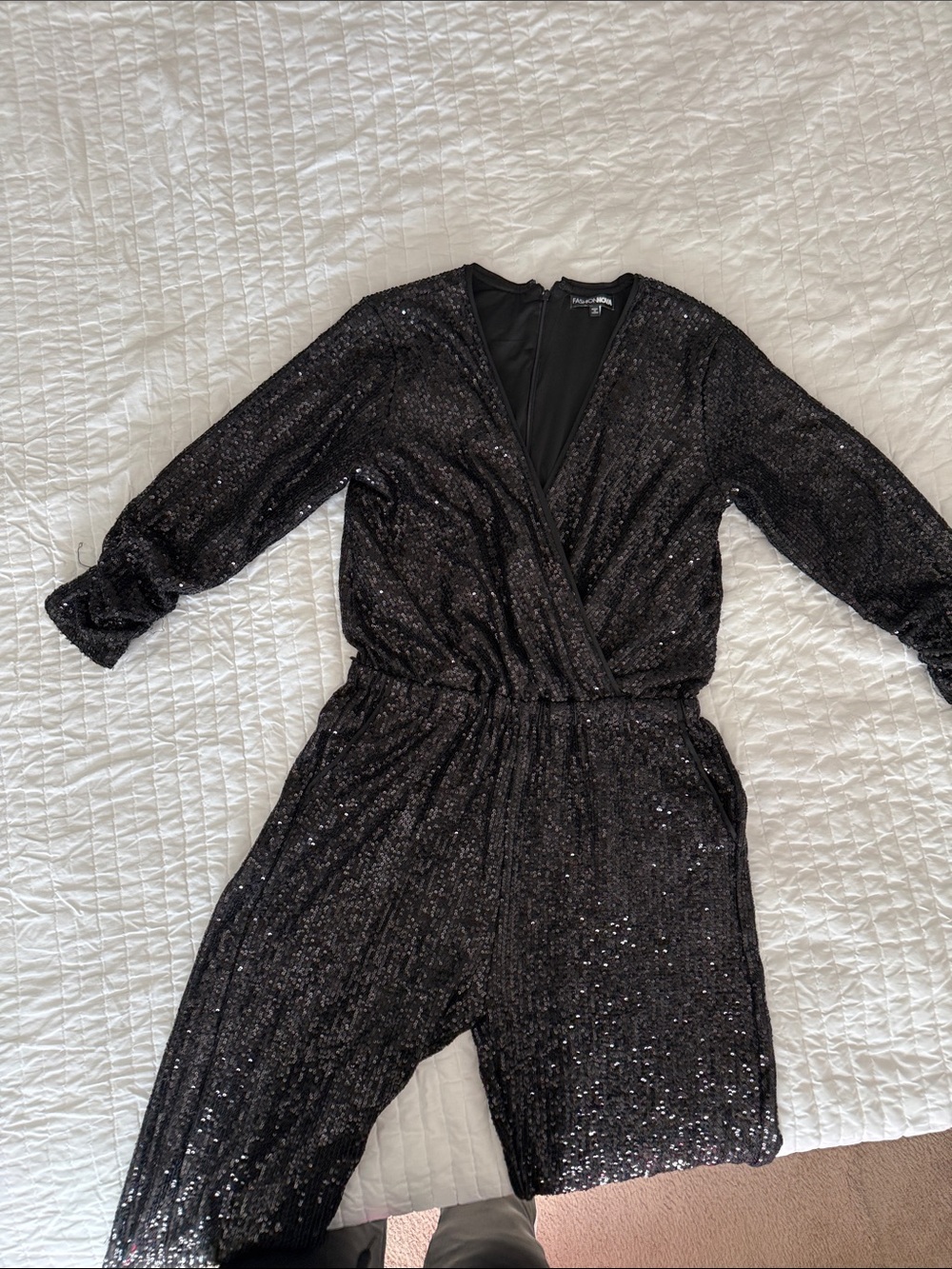 Fashion Nova Black Sequin Jumpsuit